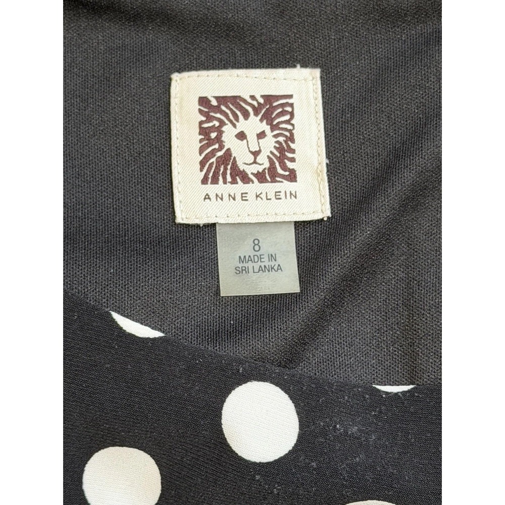 AK by Anne Klein Size 8 Cap Sleeve Black  &‎ White Polka Dot A-Line Dress - Picture 13 of 16